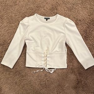Express 3/4 sleeve side zip top sz S white